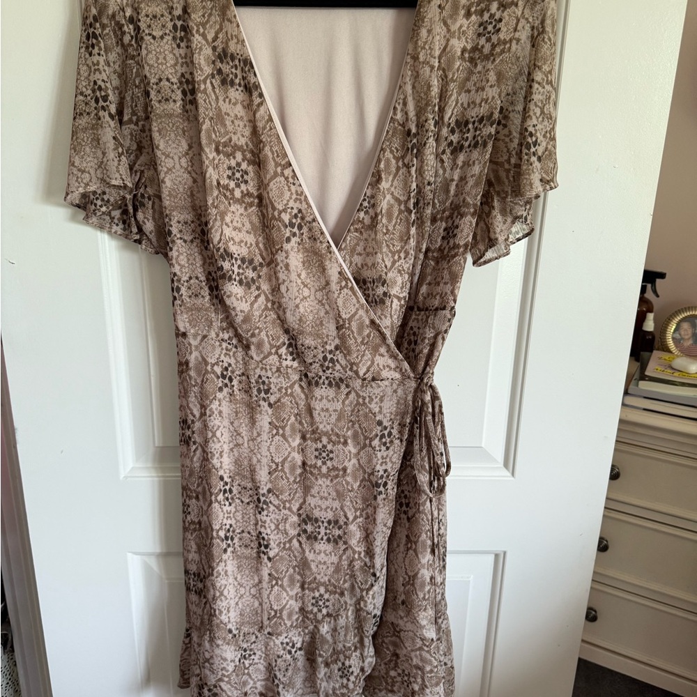 Snake Print Wrap Dress